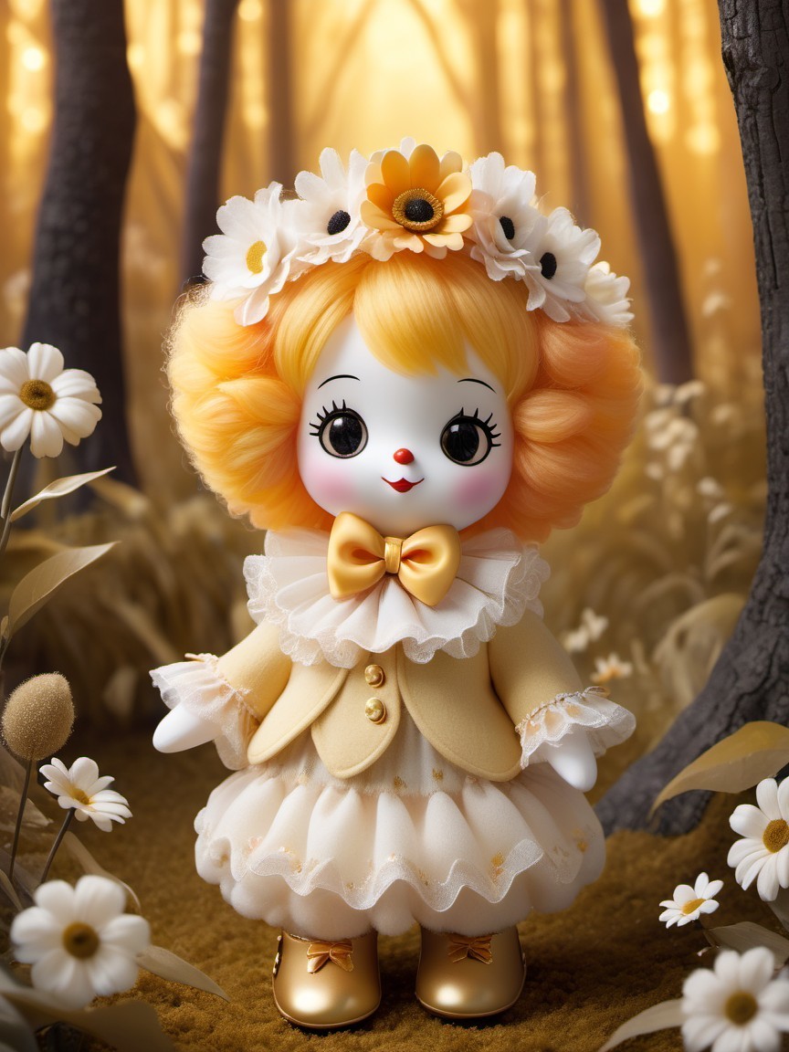 Charming Doll in Whimsical Woodland Setting