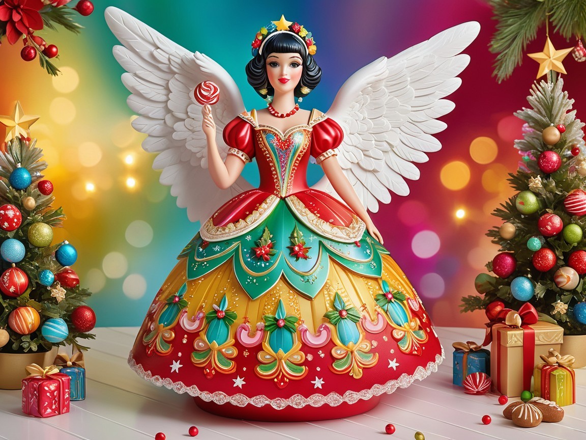 Angel Figurine Surrounded by Holiday Decorations