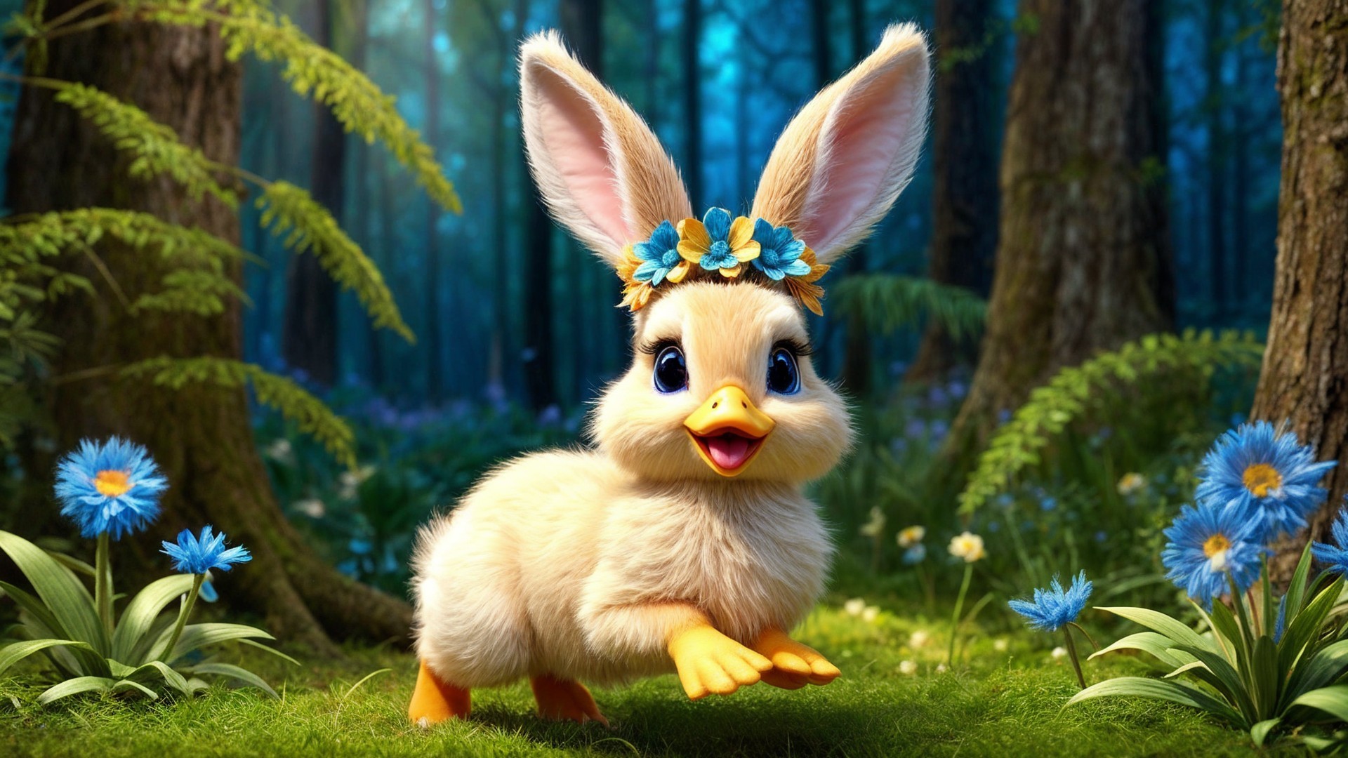 Whimsical Creature in a Lush Enchanted Forest