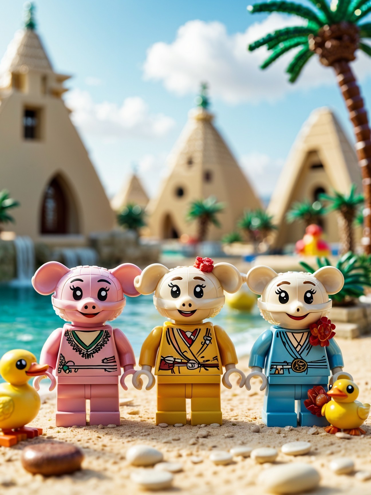 Colorful LEGO Animal Figures on a Beach Scene
