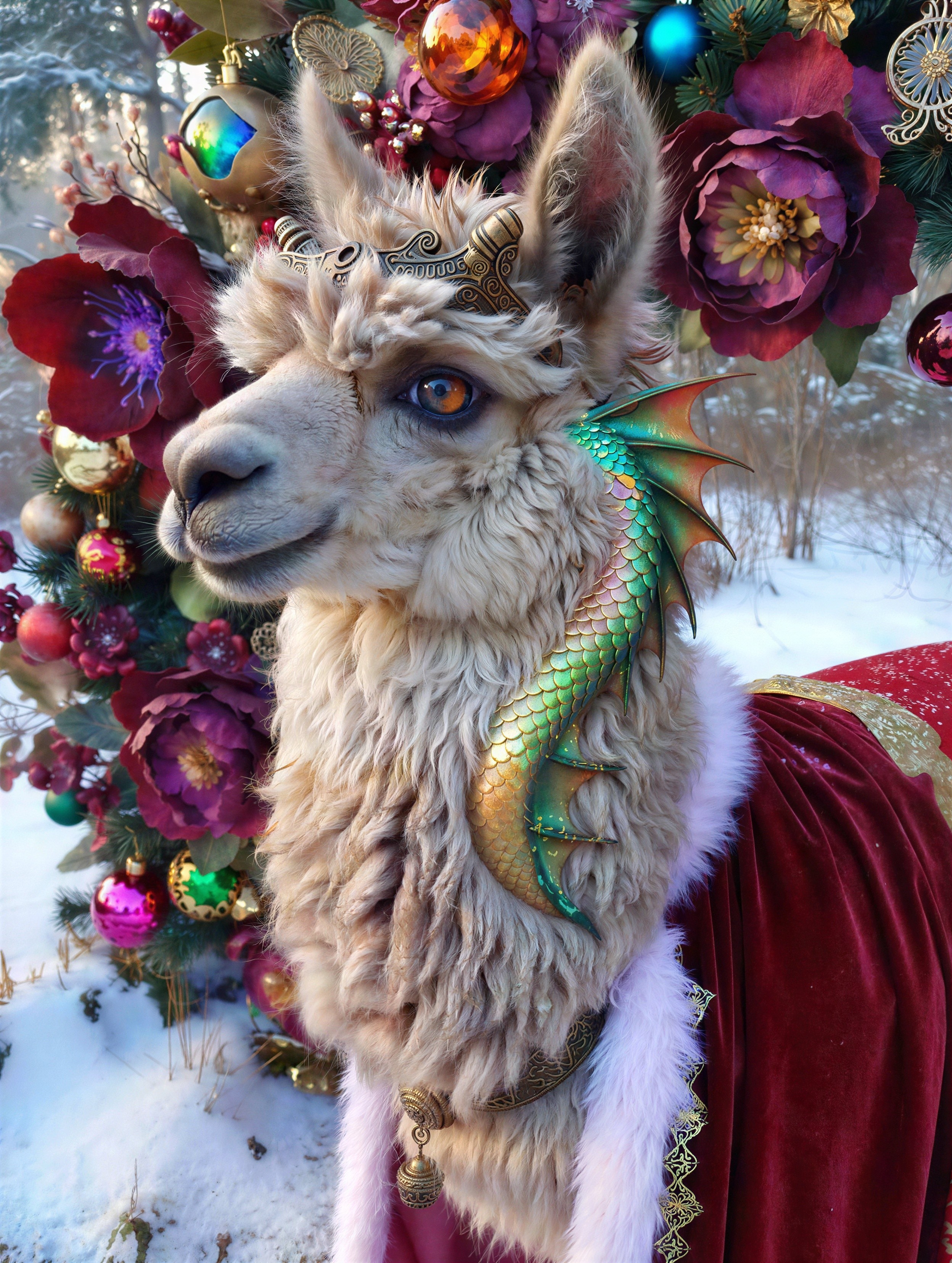 Fantasy Digital Painting of a Fluffy Alpaca