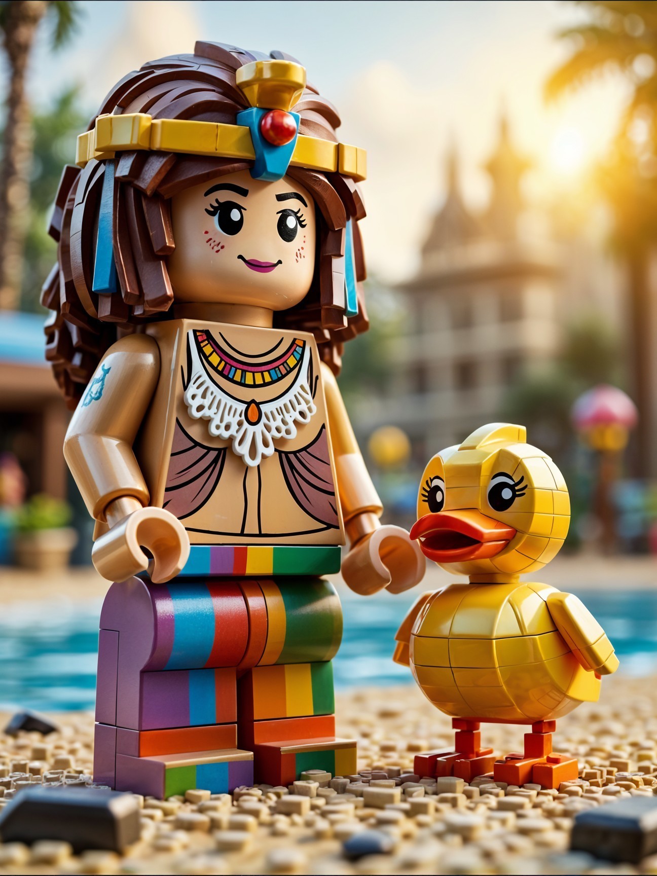 LEGO Figure with Crown in Tropical Paradise Setting
