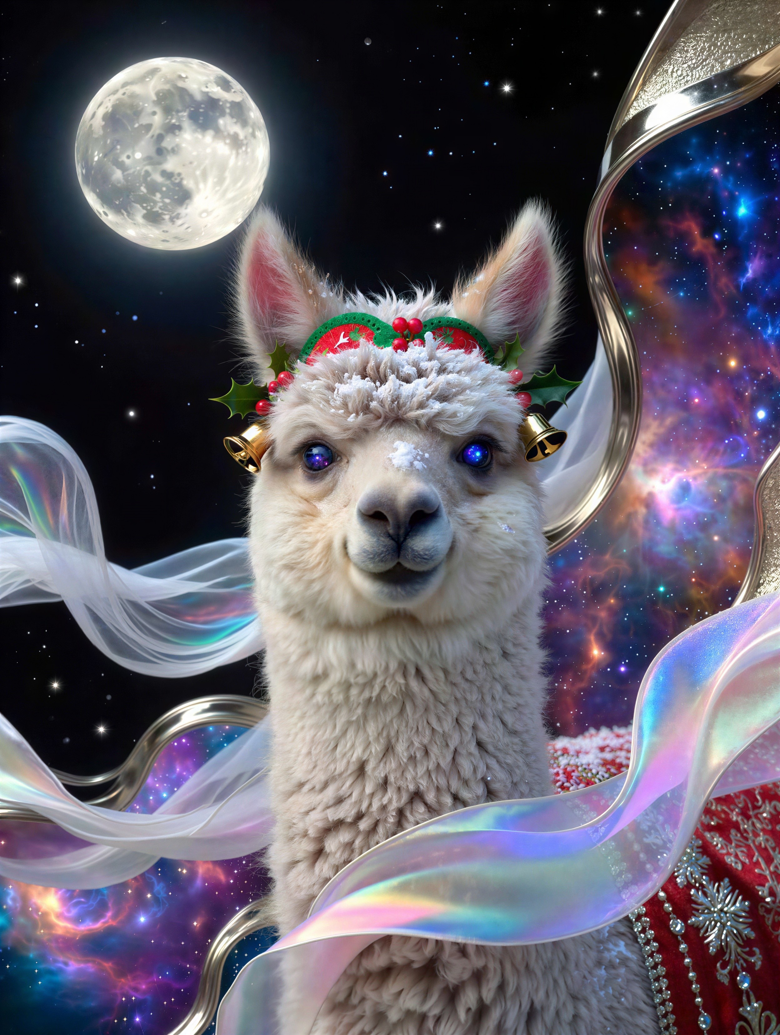 Surreal Portrait of a Llama in a Night Sky Scene