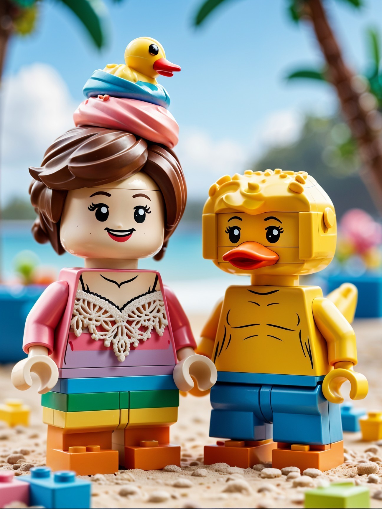 LEGO Minifigures at a Colorful Beach Scene