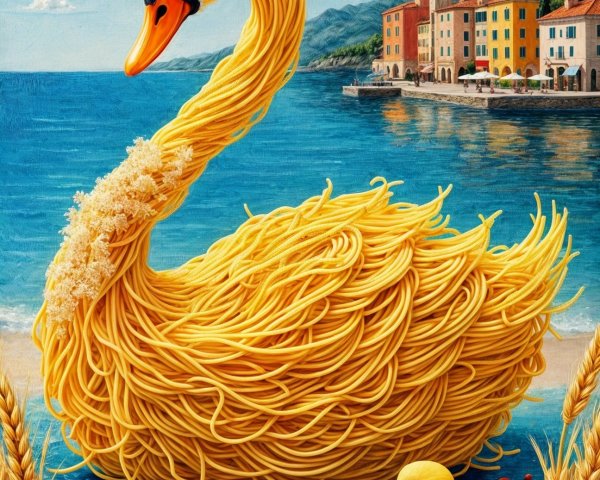 Vibrant Yellow Spaghetti Swan by Sunny Shoreline