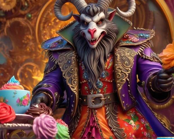 Detailed Digital Painting of a Half-Goat, Half-Human Figure