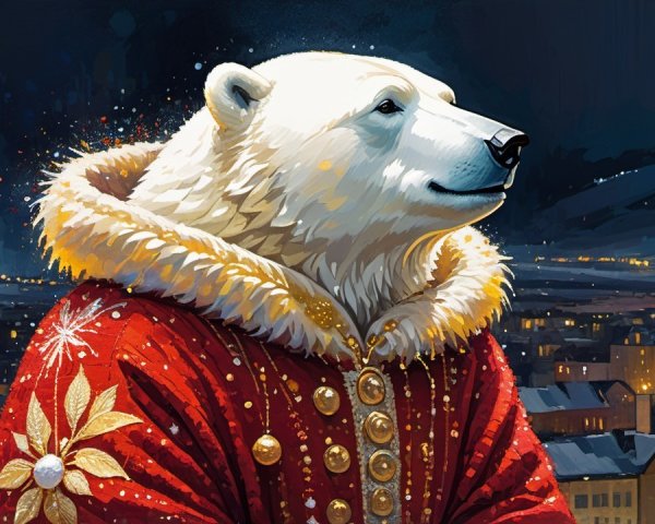 Majestic Anthropomorphic Polar Bear in Ornate Coat