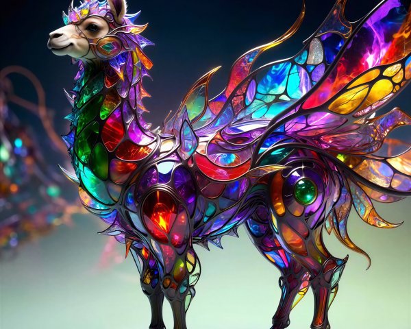 Colorful Creature with Stained-Glass Skin and Wings
