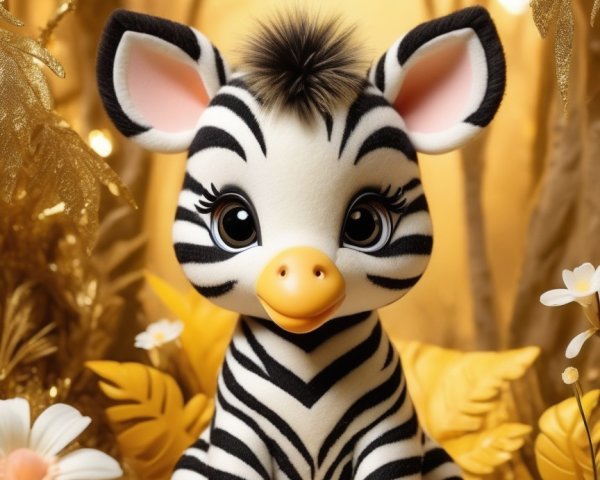 Cartoon Zebra in Whimsical Forest Setting