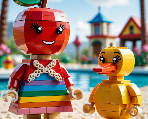 Colorful LEGO Characters in a Vibrant Outdoor Scene