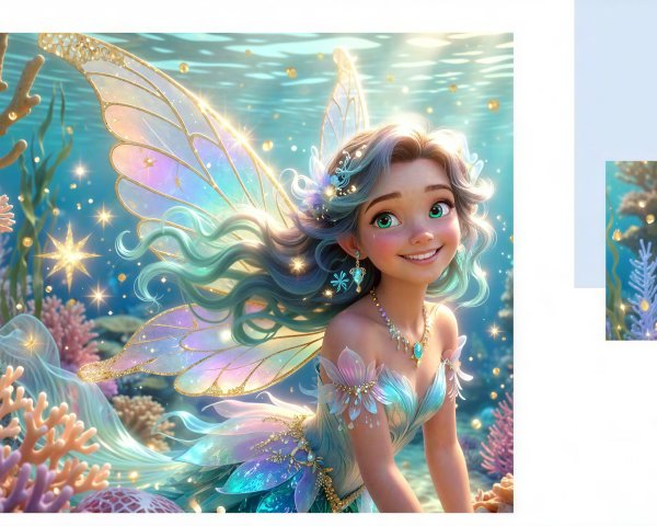 Ethereal Mermaid-Fairy in an Enchanted Underwater Realm
