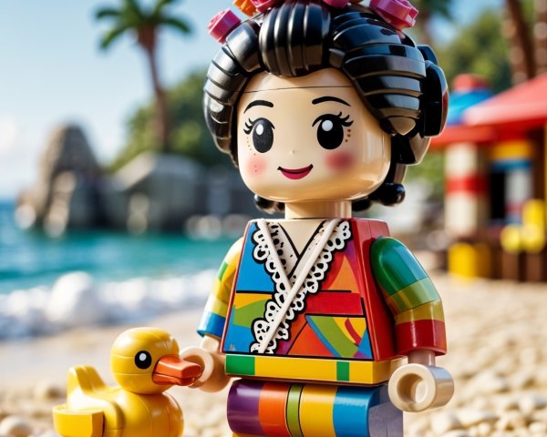 LEGO Figure in Colorful Outfit at Beach Scene