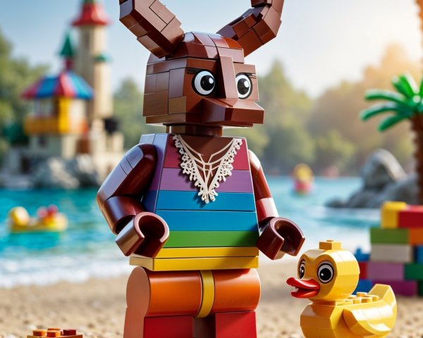 Colorful LEGO Beach Scene with Whimsical Figure