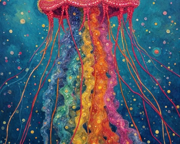 Vibrant Underwater Scene with Jellyfish and Duck
