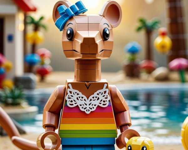 Vibrant LEGO Scene with Playful Kangaroo Character