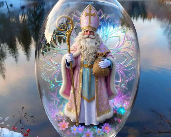 Glass Goblet with Saintly Figure and Gift Scene