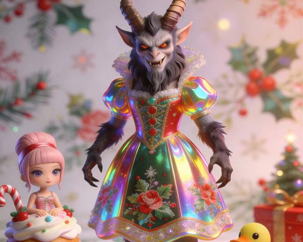 Full Body Portrait of a Sinister Creature in Dress