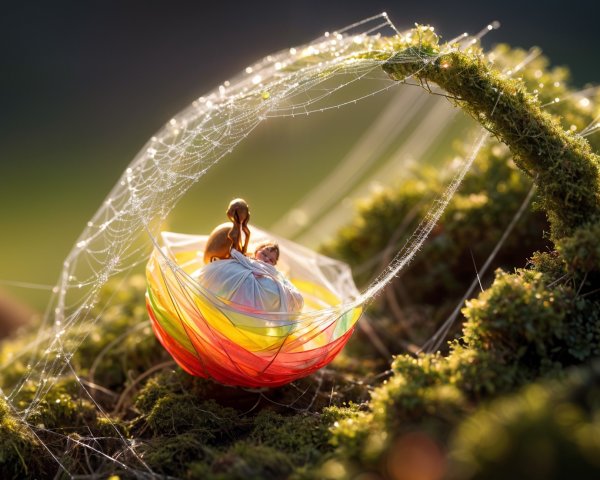 Miniature Scene in Colorful Bubble on Moss