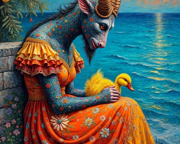 Fantastical Creature by the Sea at Sunset