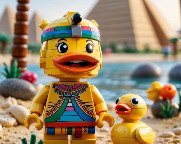 LEGO Duck Figure as Ancient Egyptian Queen Scene