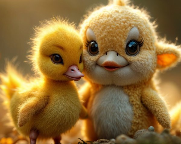 Fluffy Duckling and Cute Creature in Nature Setting