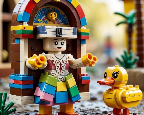 Colorful LEGO Character in Whimsical Nature Scene
