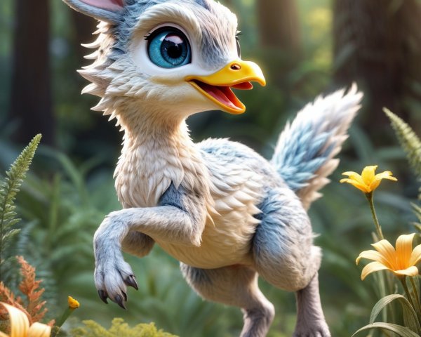 Whimsical Creature in a Vibrant Forest Setting