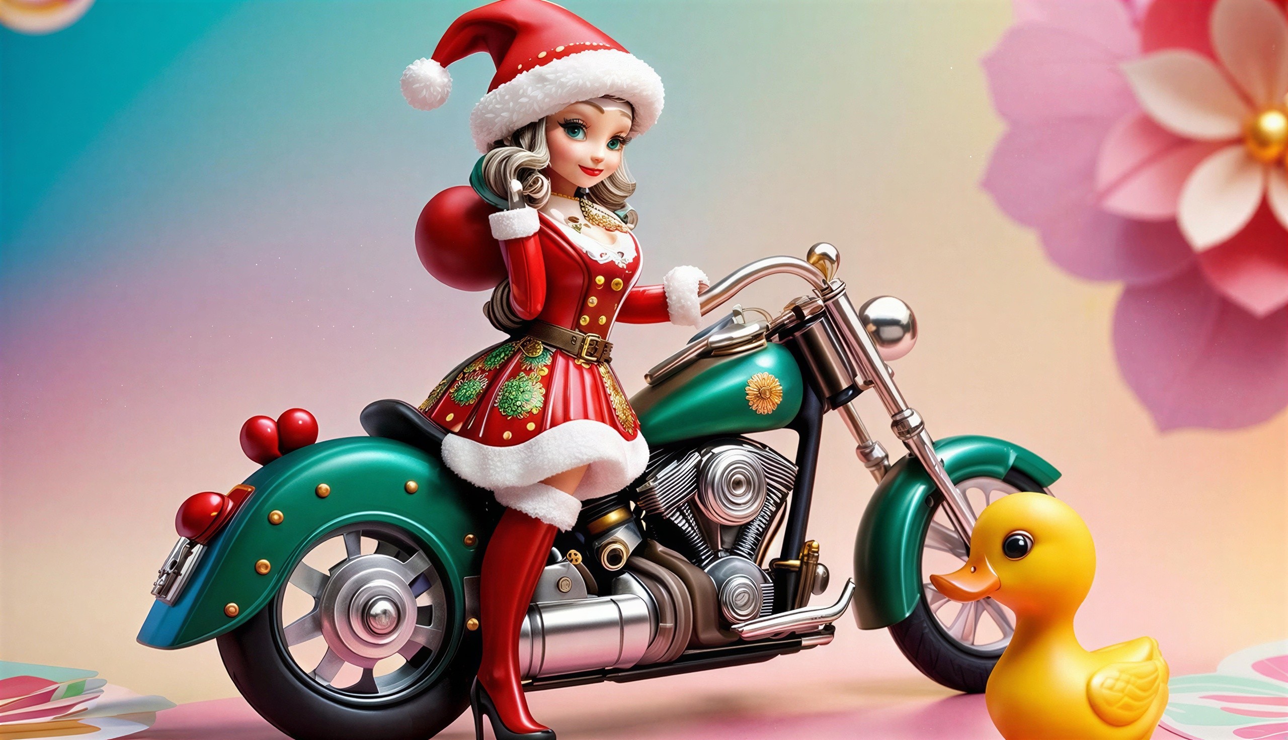 Elegant Anime Christmas Girl Illustration in Blender