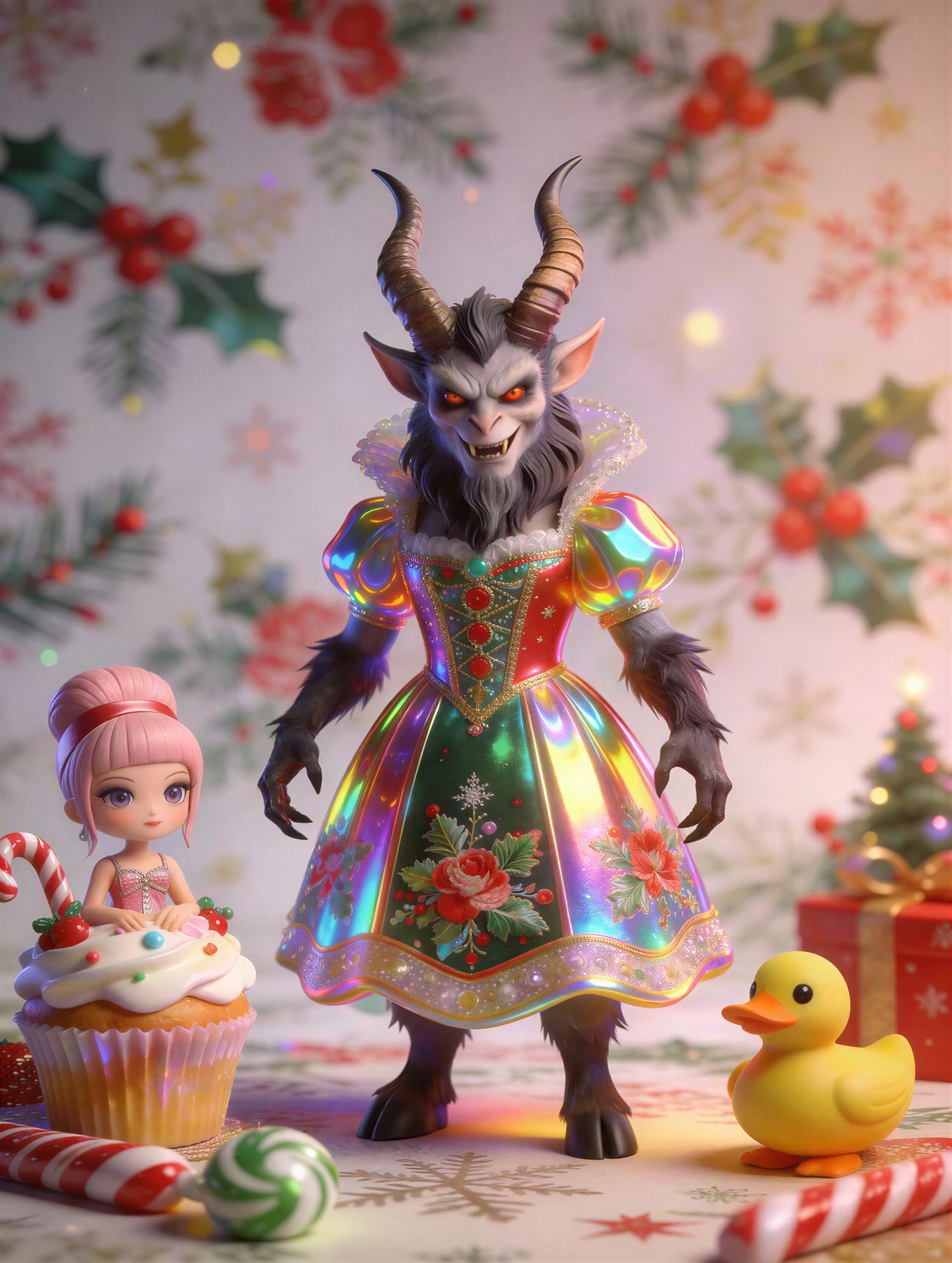 Full Body Portrait of a Sinister Creature in Dress