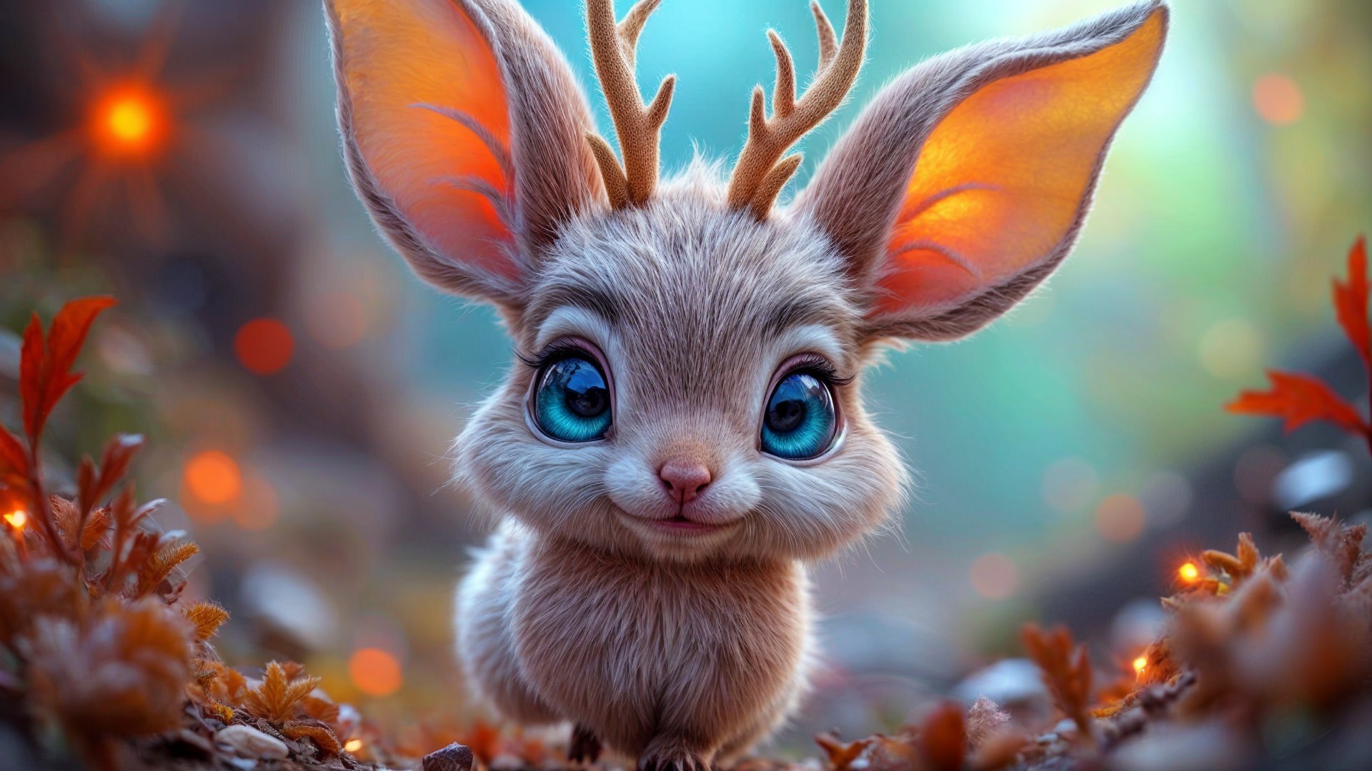 Fluffy Creature in Whimsical Forest Setting