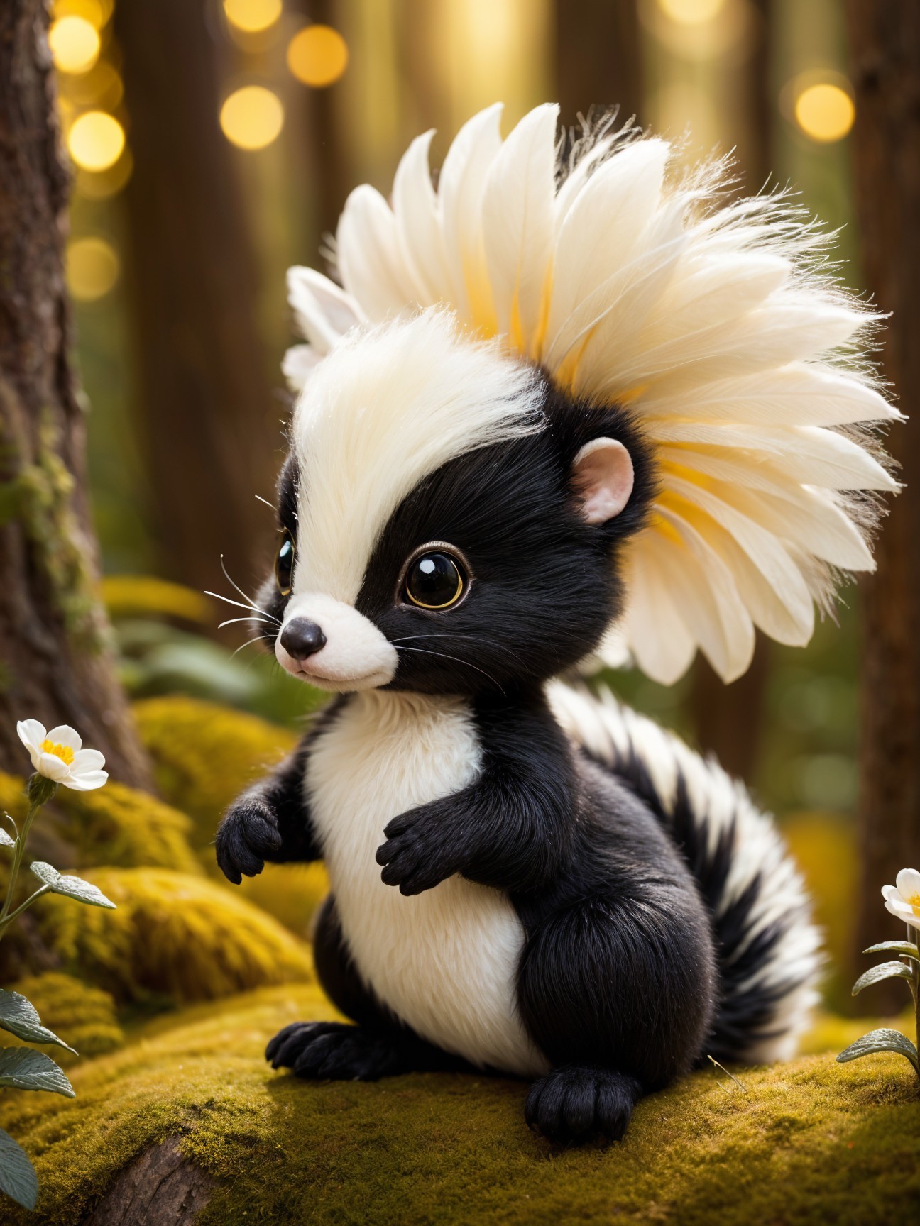Whimsical Creature on Mossy Forest Floor Scene