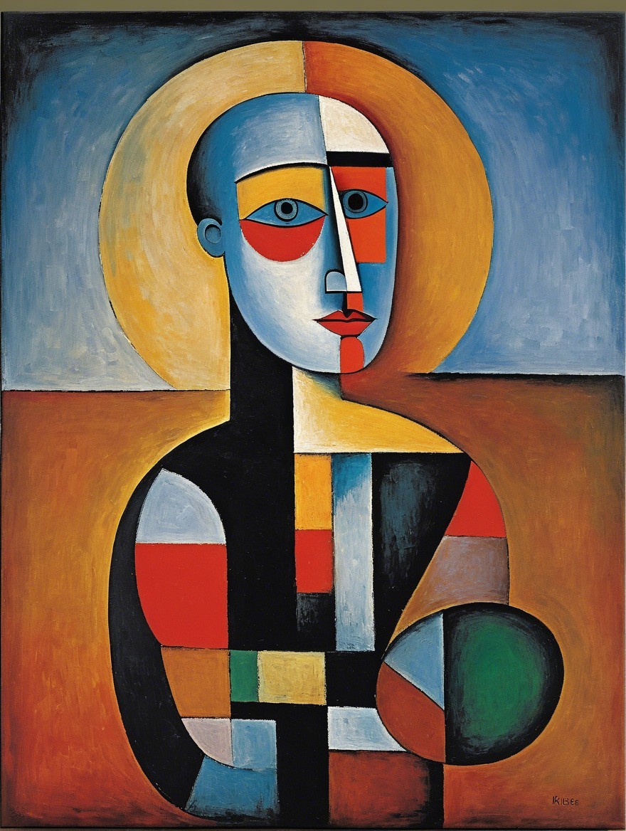 Abstract Figure with Geometric Shapes and Vibrant Colors
