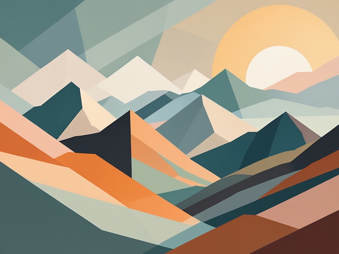 Stylized Geometric Landscape with Layered Mountains