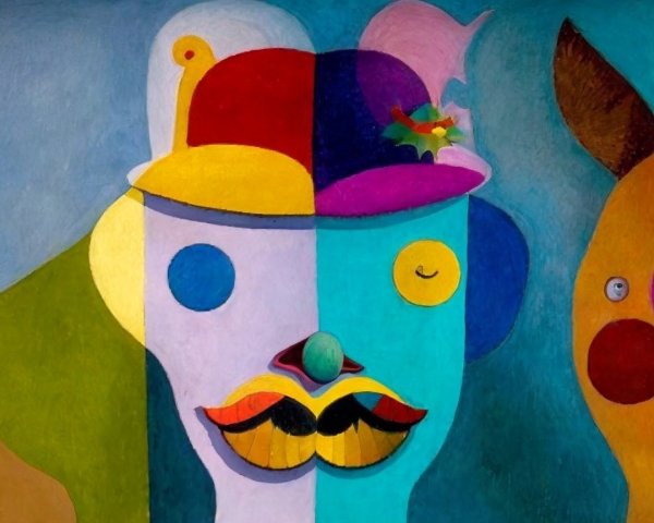 Colorful Abstract Portrait of a Clown with Hat