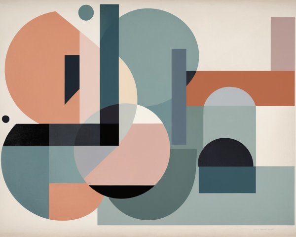 Abstract Composition of Geometric Shapes and Colors