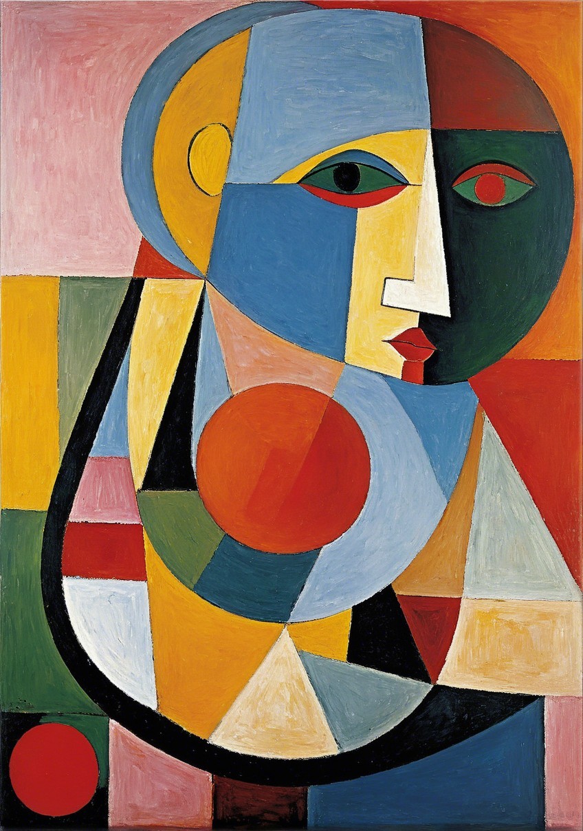 Abstract Figure with Geometric Shapes and Vibrant Colors