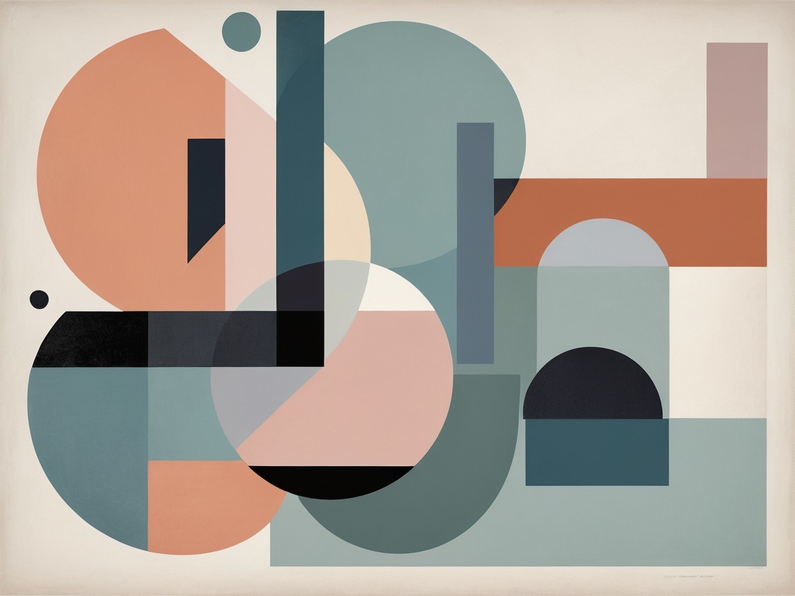 Abstract Composition of Geometric Shapes and Colors