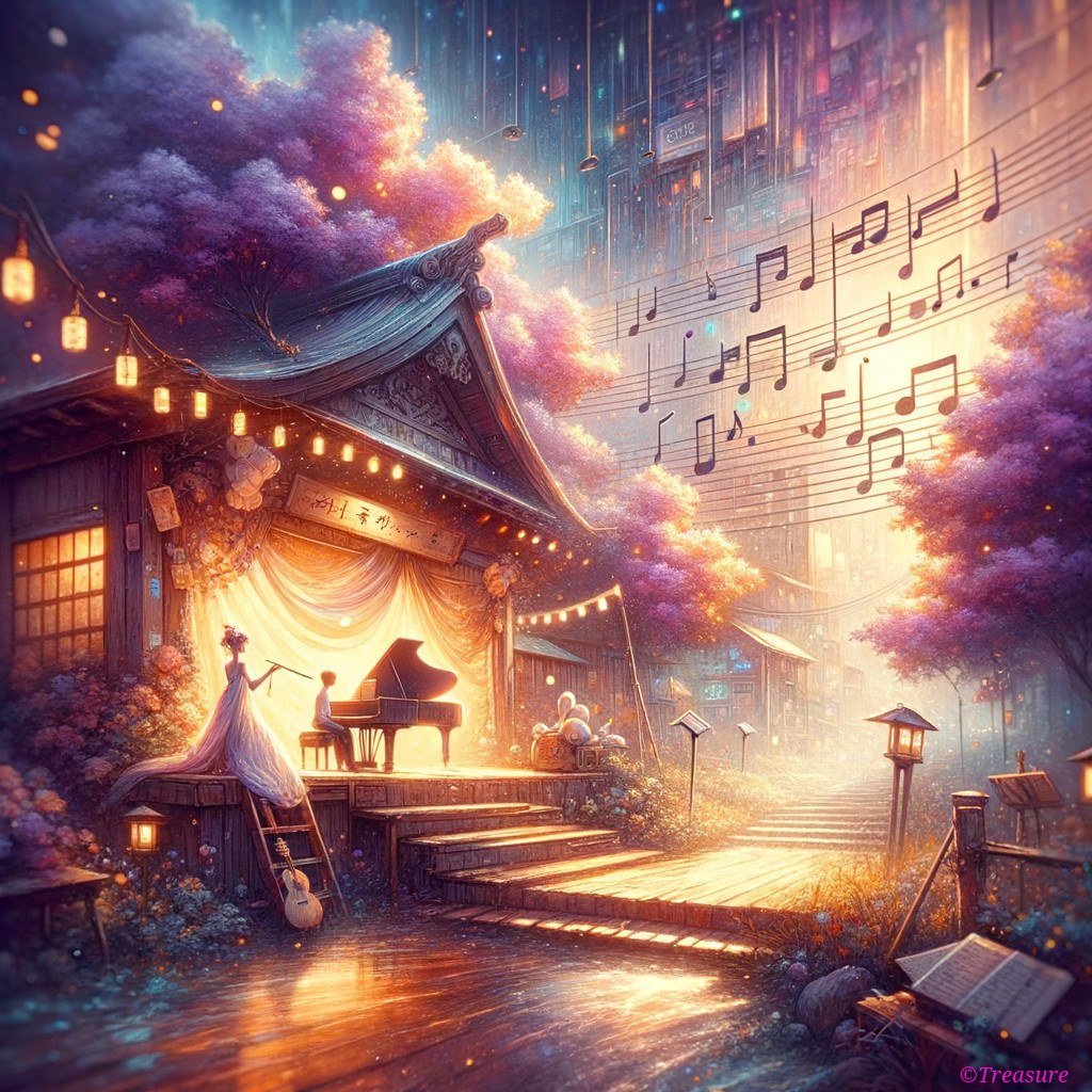 Enchanting Evening with Grand Piano in Whimsical Setting