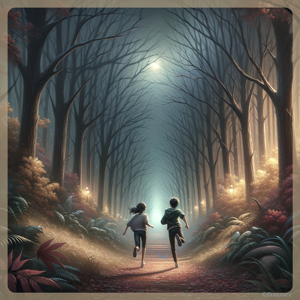 Couple Running Hand in Hand in Moonlit Forest