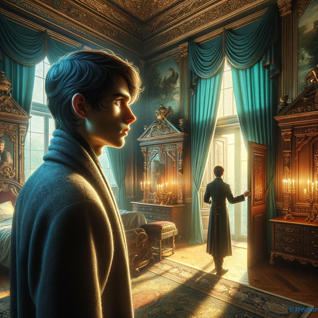 Lavishly Decorated Room with Young Man and Mystery