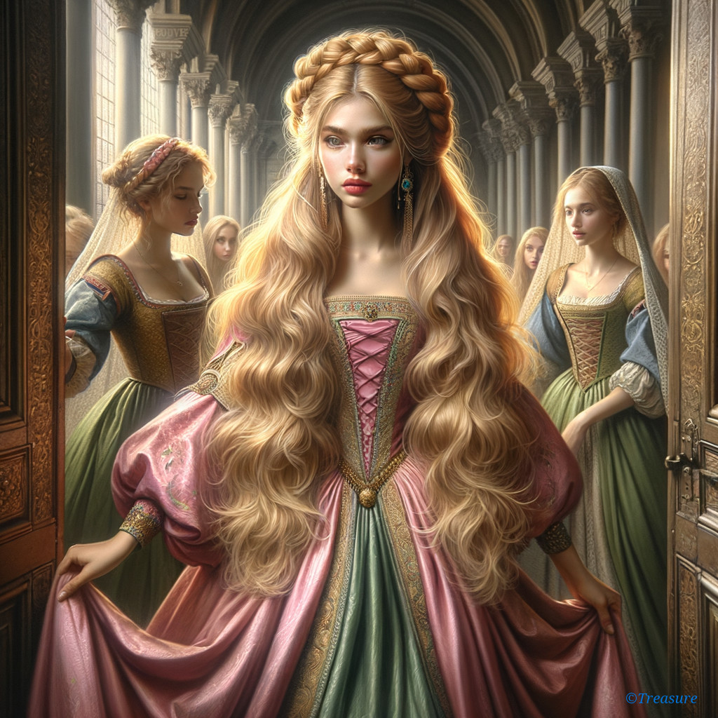 Ethereal Young Woman in Elegant Historical Attire