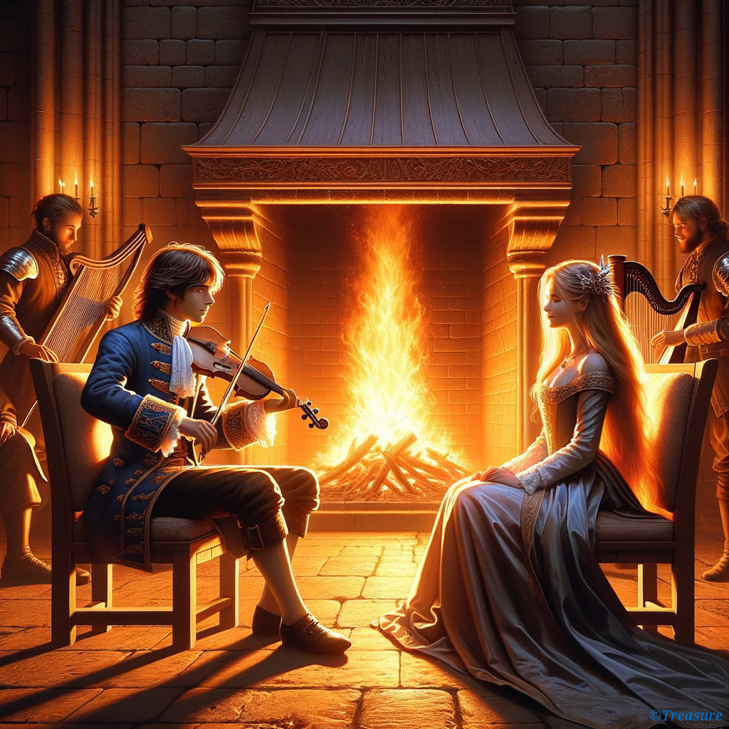 Young Man Plays Violin in Warmly Lit Room