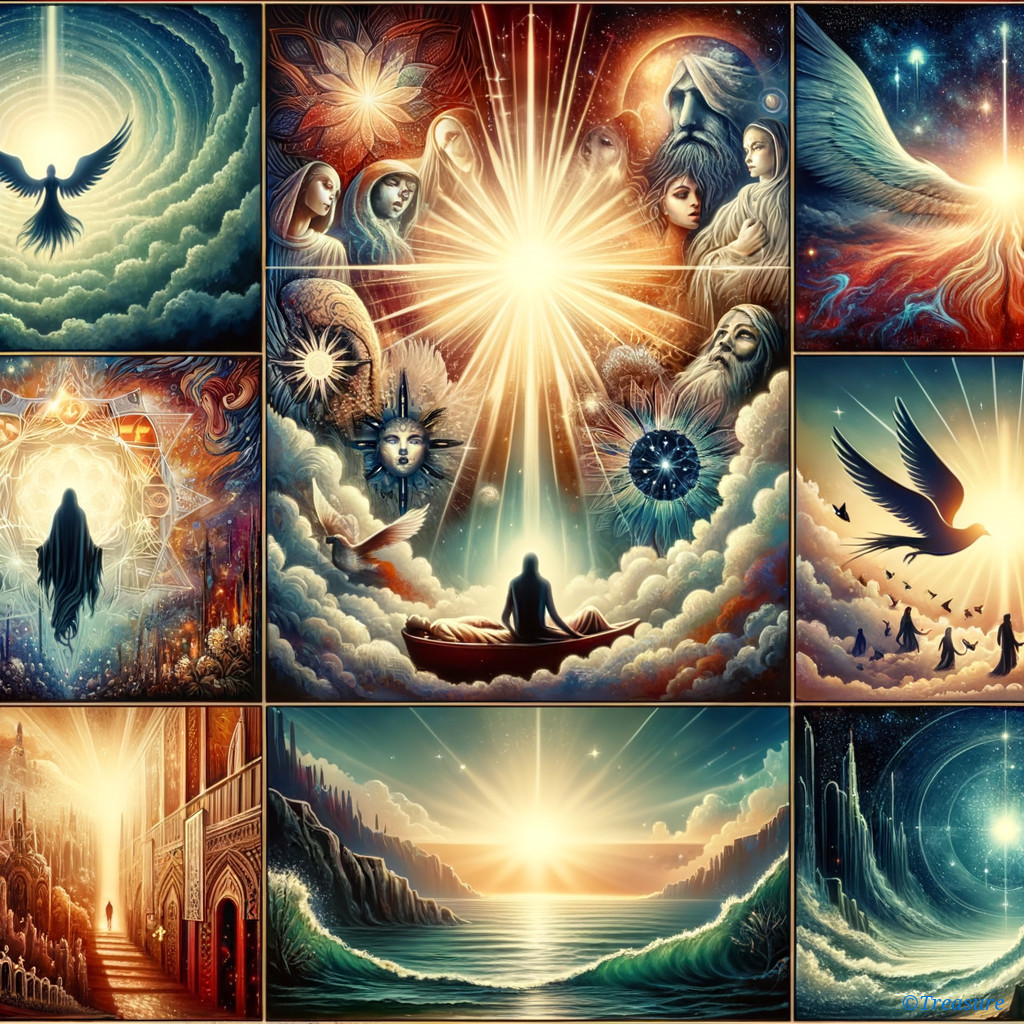 Vibrant Collage of Spirituality and Enlightenment Themes
