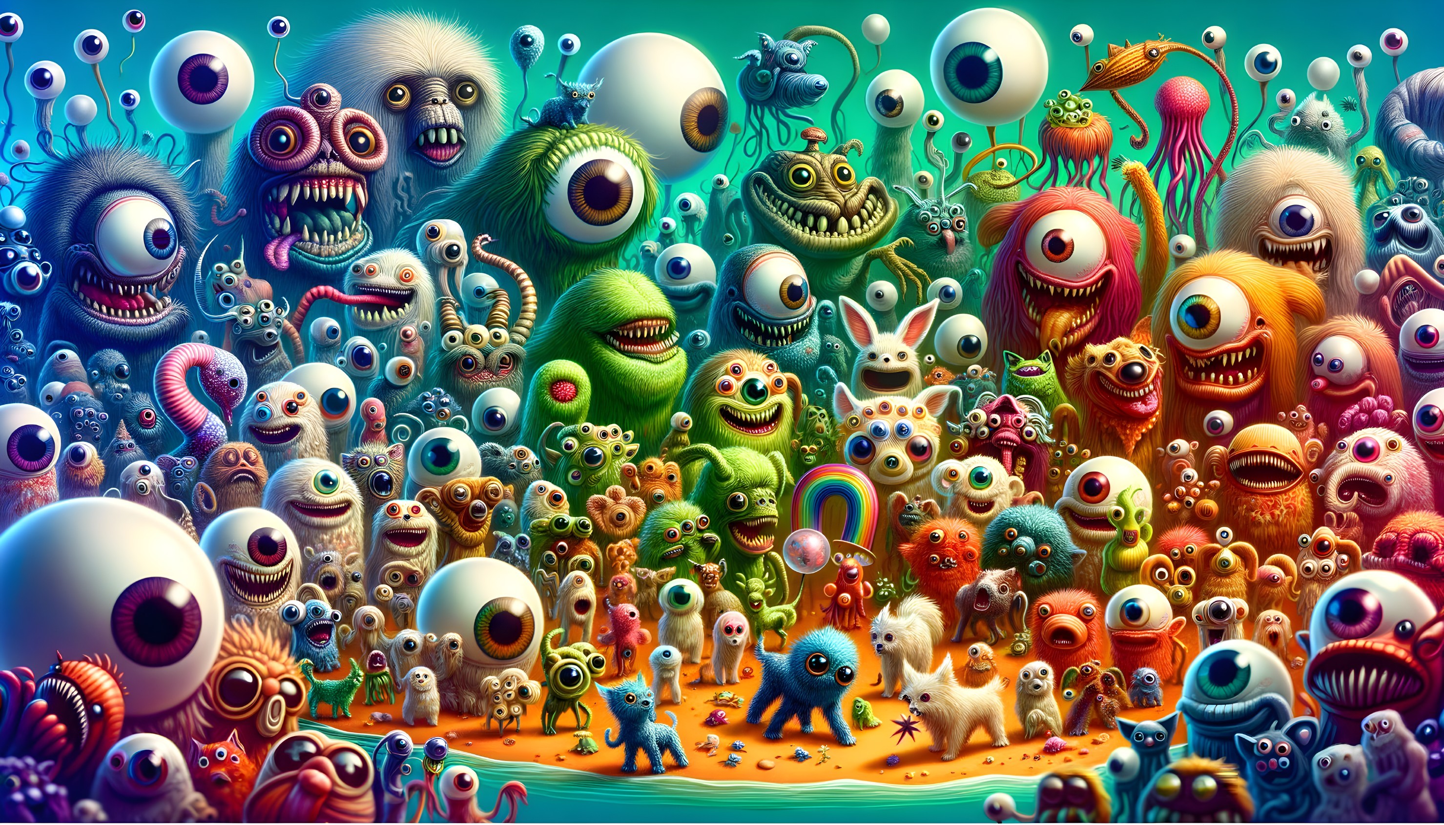 Vibrant Cartoon Monster Crowd Illustration