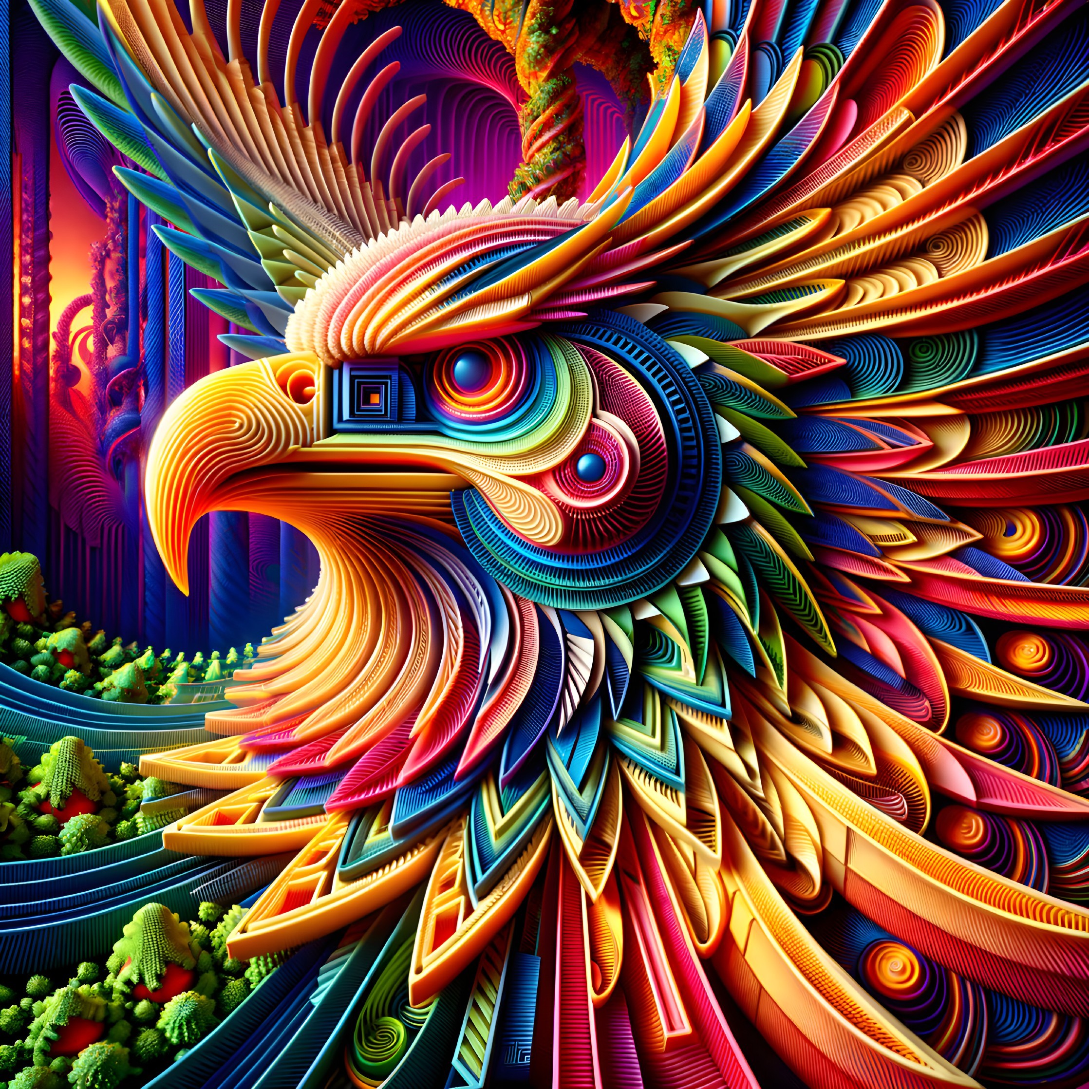 Vibrant Abstract Eagle with Colorful Surroundings