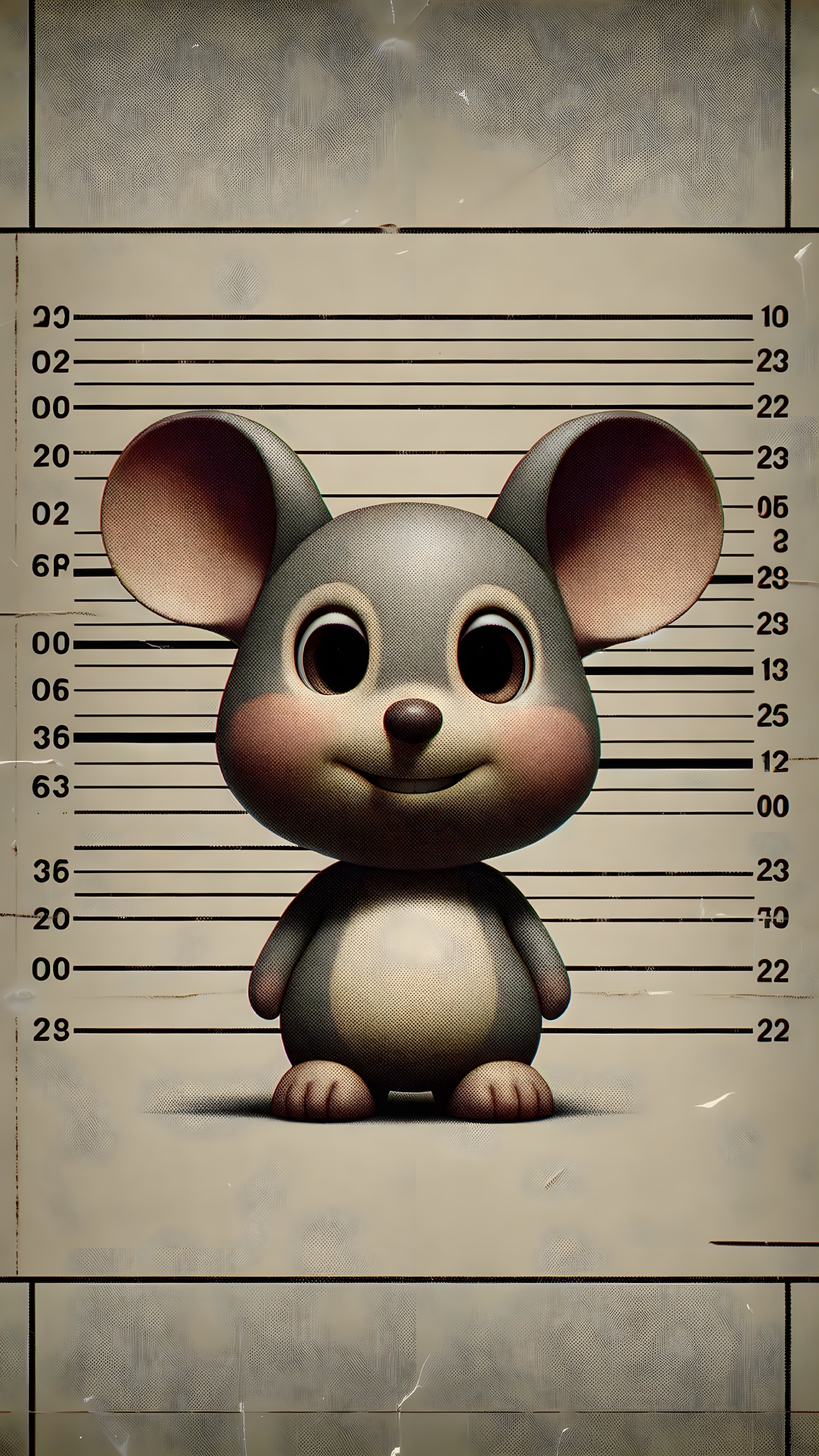 Cartoon Mouse Character with Height Chart Backdrop