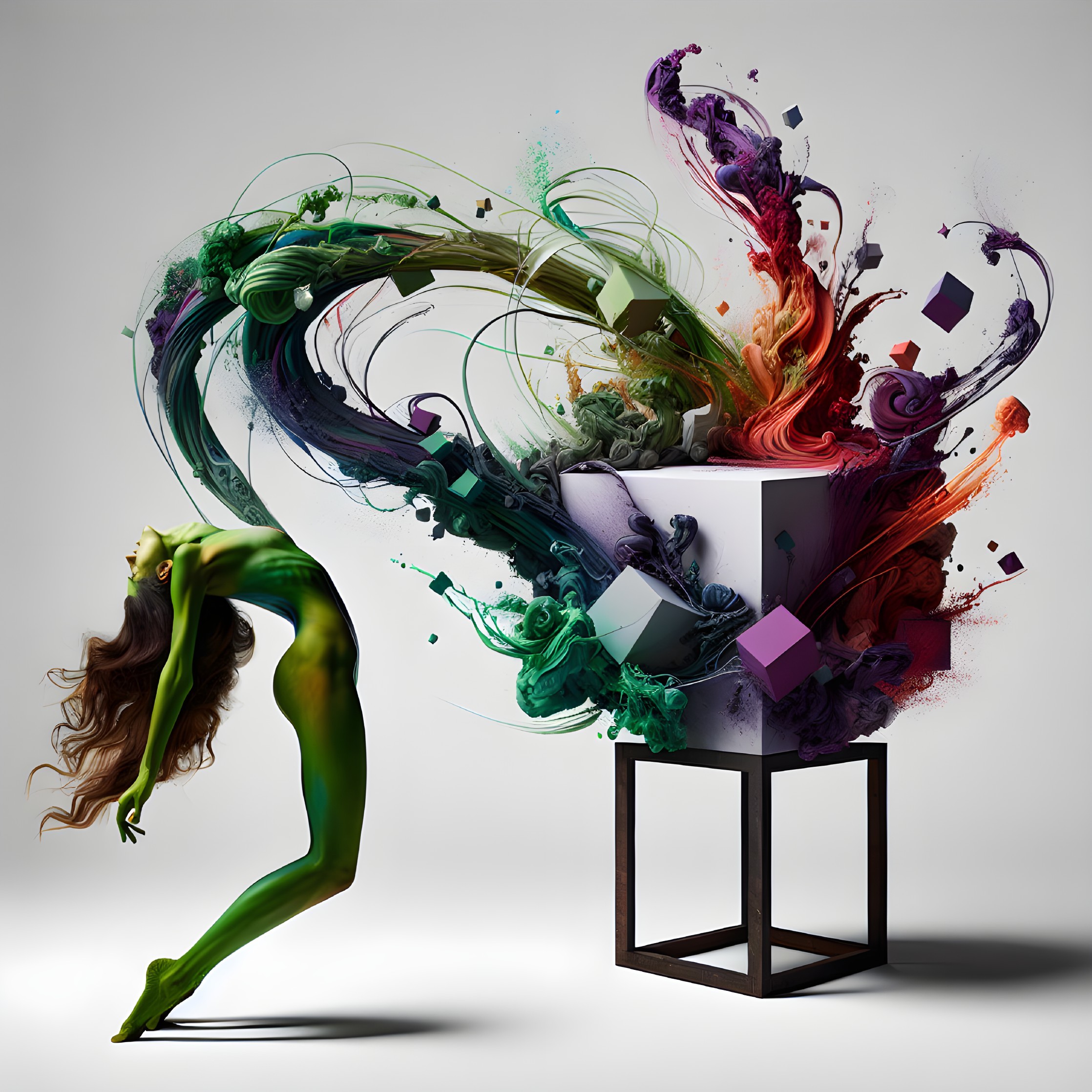 Surreal Artwork Depicting Creativity with Colorful Shapes