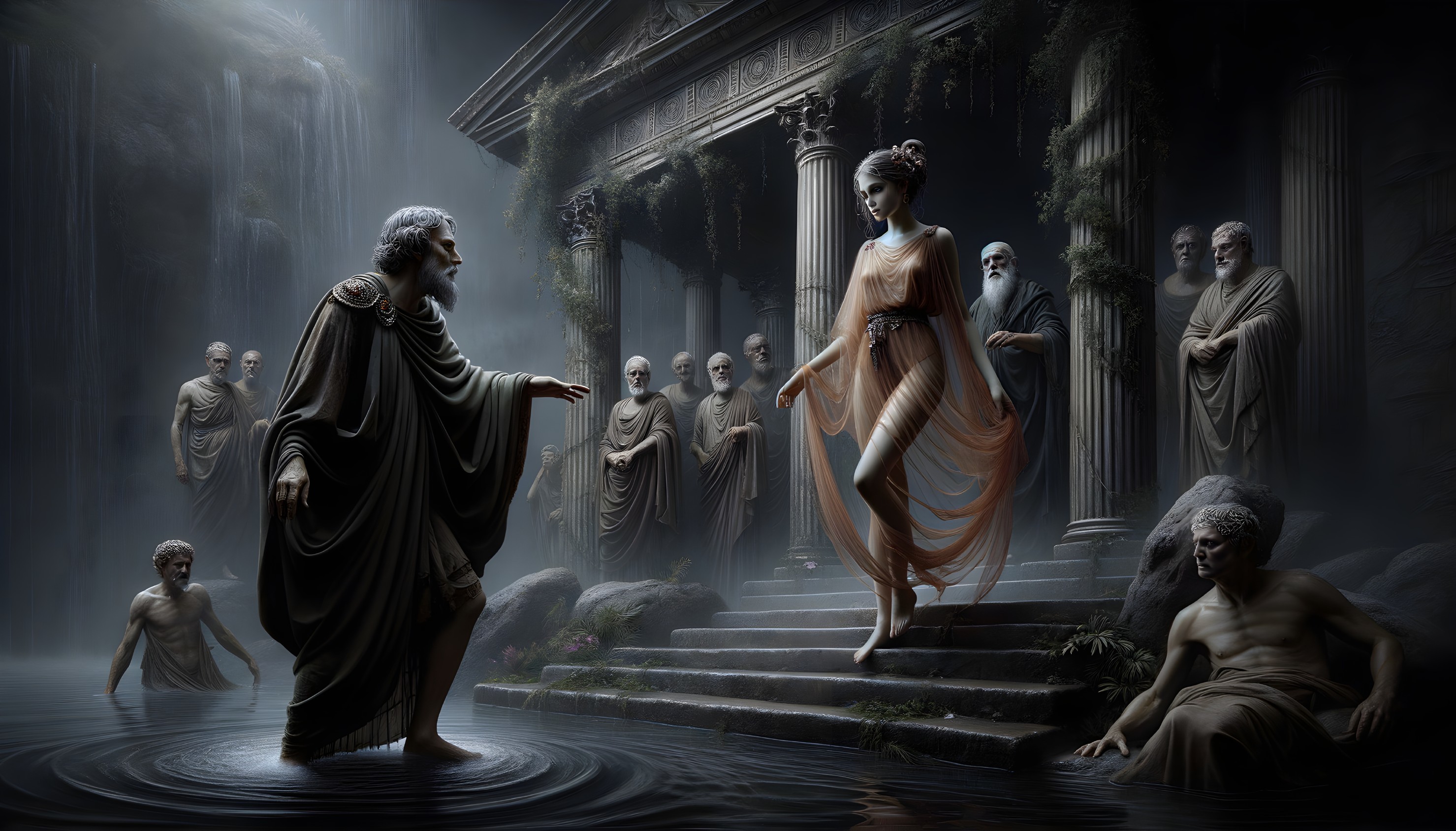 Ancient Philosopher and Mystical Encounter by Water