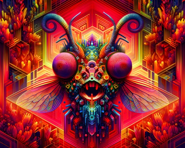 Abstract Moth with Geometric Patterns and Vivid Colors