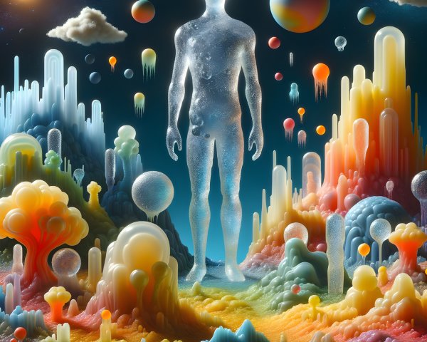 Surreal Landscape with Organic Formations and Spheres